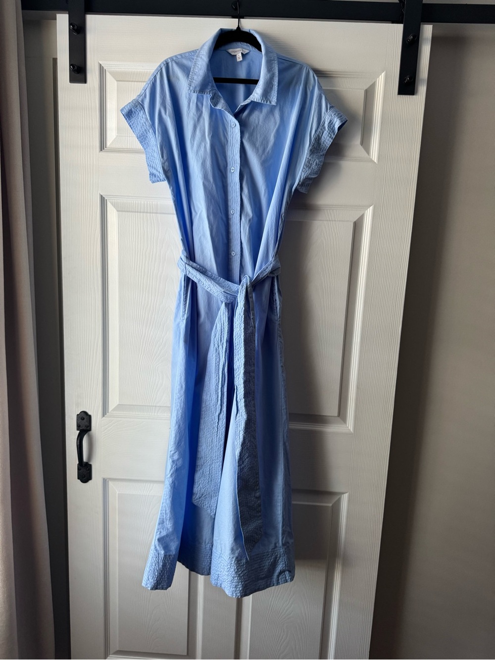 Crown and Ivy Light Blue Shirt Dress with Tie Waist Midi Dress Large - Picture 6 of 9